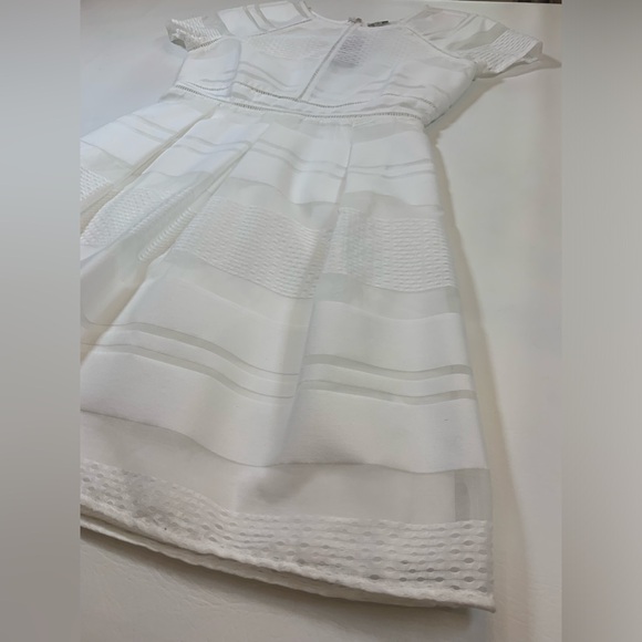 Cremieux Ryan Dress Botanic Bouquet White Full Skirt Semi Sheer Dress M (bin J) - Picture 12 of 13